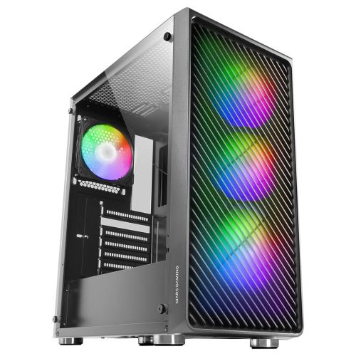 Mars Gaming MC-F Black, ATX Gaming Semitower, Full Tempered Glass Window, Metal-Mesh Front, 4x 120mm ARGB Fans (TACMARS-MCF)