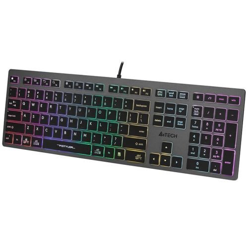 A4Tech FSTYLER FX60H (Neon Backlit) keyboard USB QWERTY Black, Grey (A4TKLA47126)