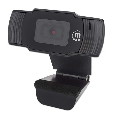 Manhattan USB Webcam, Two Megapixels (Clearance Pricing), 1080p Full HD, USB-A, Integrated Microphone, Adjustable Clip Base, 30 frame per second, Black, Three Year Warranty, Box (462006)