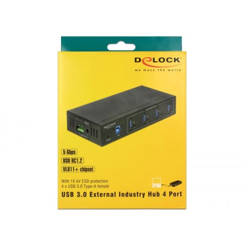 DeLOCK Externer Industrie Hub 4 x USB 3.0 Type-A (63309)
