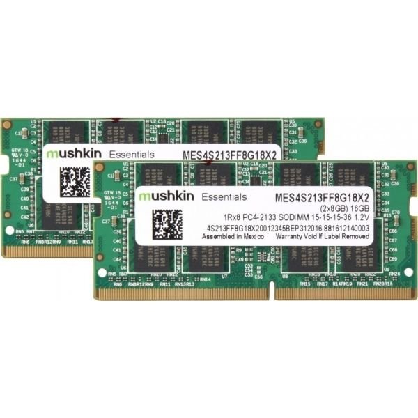 Mushkin Essentials SO-DIMM 16 GB DDR4-2133 Kit (MES4S213FF8G18X2) Mushkin Essentials SO-DIMM 16 GB DDR4-2133 Kit (MES4S213FF8G18X2)